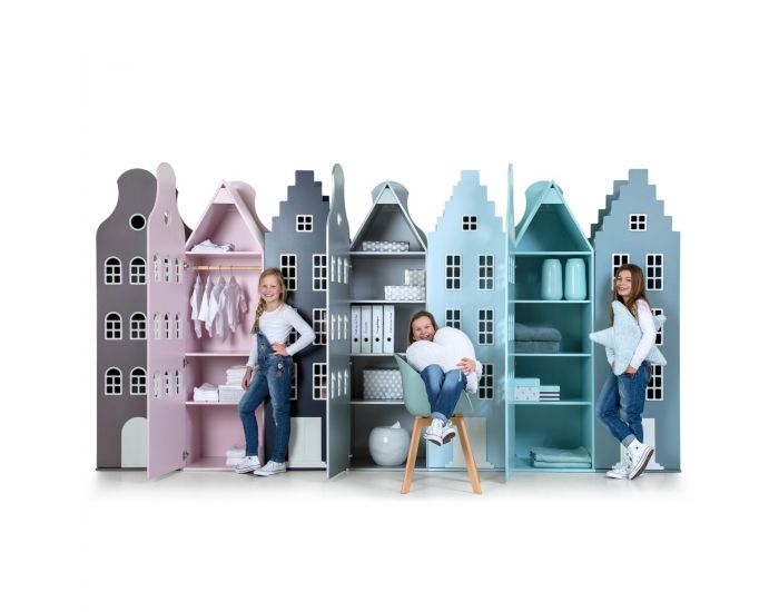 KAST VAN EEN HUIS Armoire Amsterdam Toit Cloche - Rose Pastel (3)