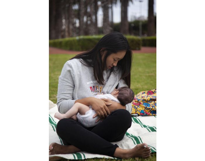 MILKI TRAIN Sweatshirt A Capuche D'Allaitement - Mon Coeur Fait Boum - Mama (1)