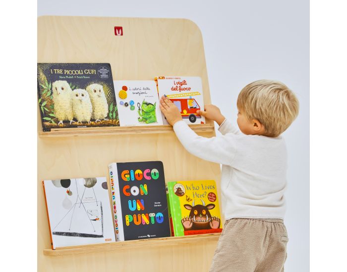 BIANCONIGLIOKIDS Biblioth�que Montessori Enfant Exposition Pleine Frontale BUK 100 - Bois Naturel (2)