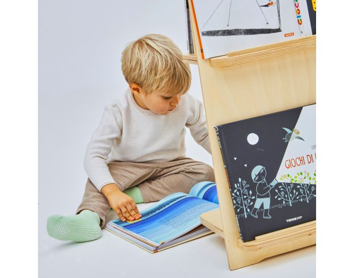 BIANCONIGLIOKIDS Biblioth�que Montessori Enfant Exposition Pleine Frontale BUK 100 - Bois Naturel (3)