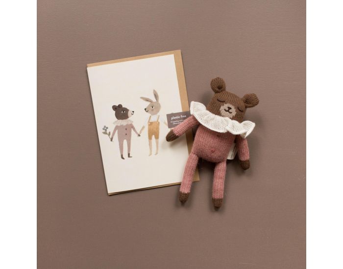 MAIN SAUVAGE Carte de Voeux A5 Double - Teddy and Bunny (1)