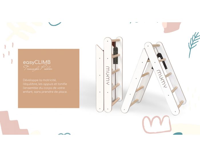 MUMY Triangle Pikler Pliable L�ger Solide EasyClimb - Bois Recycl� Blanc - D�s 8 mois (1)
