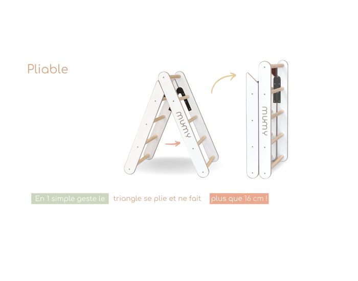 MUMY Triangle Pikler Pliable L�ger Solide EasyClimb - Bois Recycl� Blanc - D�s 8 mois (2)