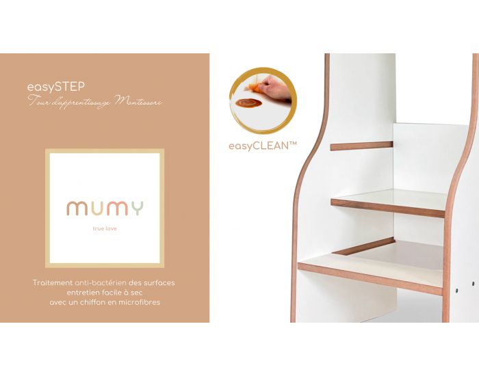 MUMY Tour d'Observation Montessori Enfant EasyStep Compacte Evolutive S�curis�e - Bois Recycl� Blanc (5)