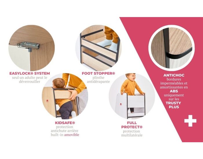 Tour d'Observation Montessori Enfant Trusty Classic Protection Antichoc - Ch�ne Naturel - D�s 9 mois (3)