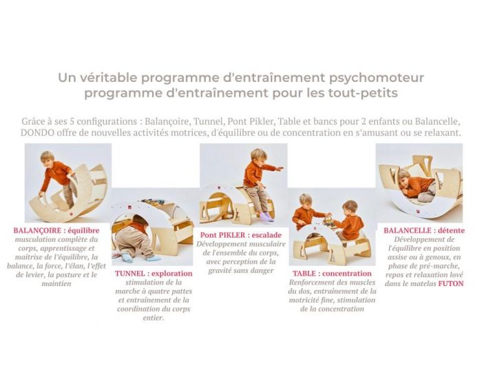 BIANCONIGLIOKIDS Rocker Enfant Modulable 11-en-1 Pont Pikler Dondo Classic - Vernis - D�s 3mois (2)