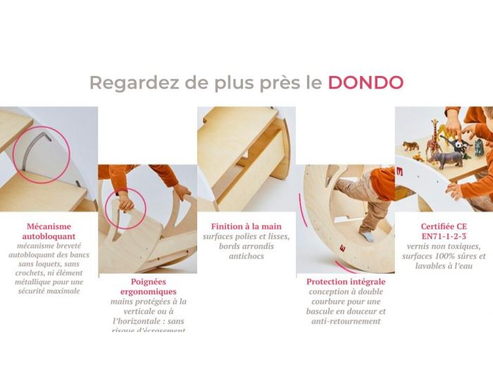 BIANCONIGLIOKIDS Rocker Enfant Modulable 11-en-1 Pont Pikler Dondo Classic - Vernis - D�s 3mois (3)