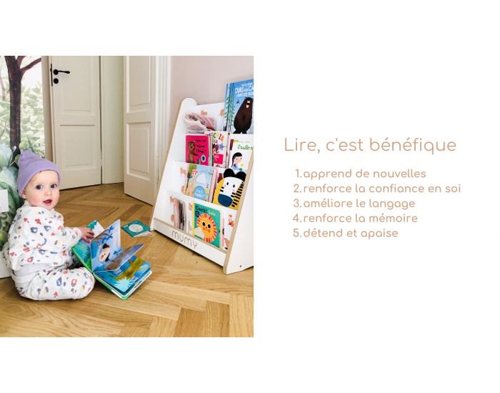 MUMY Biblioth�que Montessori Enfant Exposition Frontale Pleine 80 livres EasyTall - Bois (2)