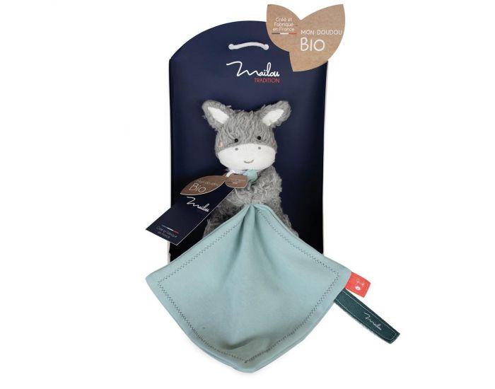 MAILOU TRADITION Peluche Ane avec Doudou en Coton Biologique - 15 cm (3)