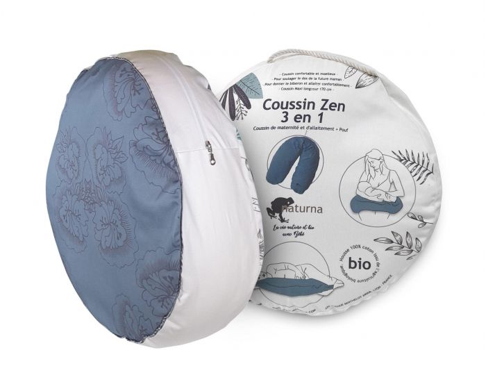 NATURNA Coussin d'Allaitement Zen 3 en 1 - Ardoise Vanda - Rembourrage Li�ge -  Coton Bio (2)