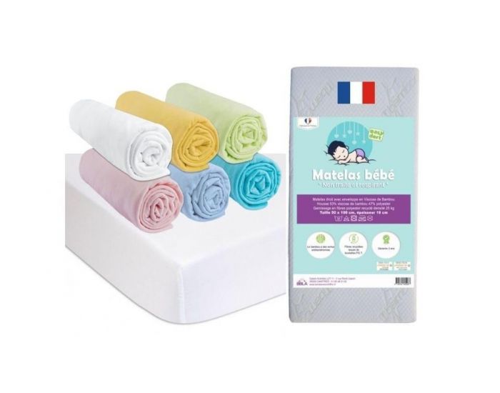 EASY DORT Matelas + 6 Draps Housse Multi + 2 Alses Coton - 50x100cm (4)