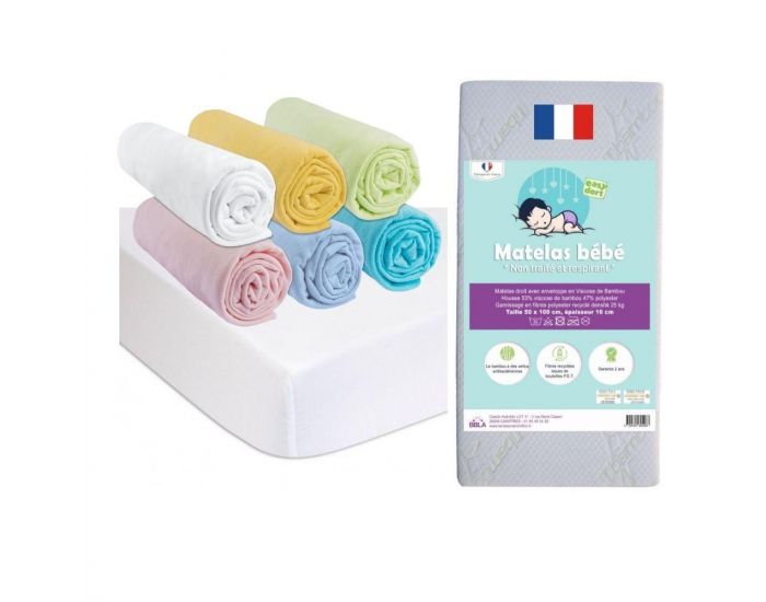 EASY DORT Matelas + 6 Draps Housse Multi + 2 Alses Coton - 50x100cm (5)