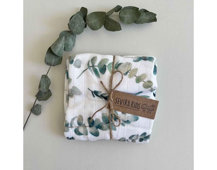 SEVIRA KIDS Maxi Lange Couverture en Viscose de Bambou - Eucalyptus Eucalyptus (6)