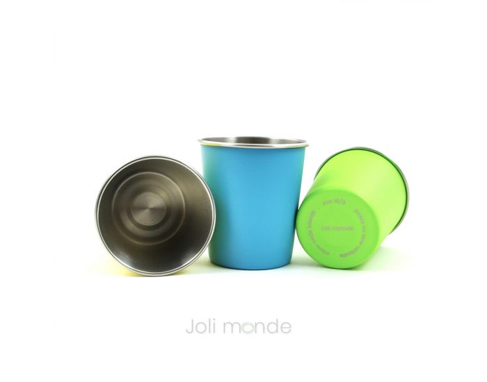 JOLI MONDE Ensemble de 4 P'tites Timbales Inox - 180ml fushia, bleu, jaune,vert (1)