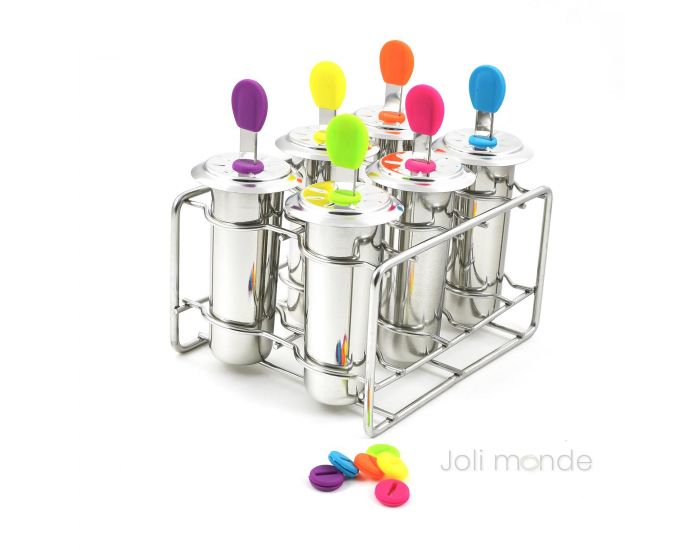 JOLI MONDE Ensemble 6 Moules Glaces Inox Tubulus - 85ml (1)