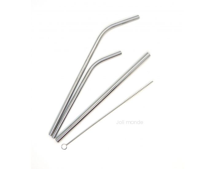 JOLI MONDE Ensemble 4 Pailles Inox - Longues & Courbes (2)