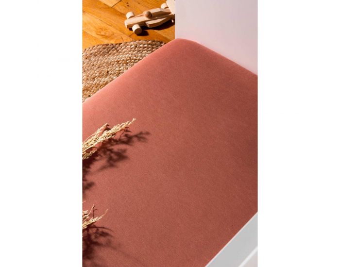 KADOLIS Al�se Drap Housse B�b� Imperm�able Jersey Tencel - Terracotta (8)