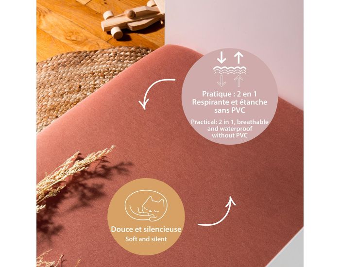 KADOLIS Al�se Drap Housse B�b� Imperm�able Jersey Tencel - Eucalyptus (2)