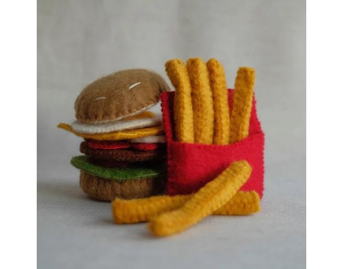 PAPOOSE TOYS Set Repas en Laine Feutr�e - Hamburger Frites - D�s 3 ans (2)