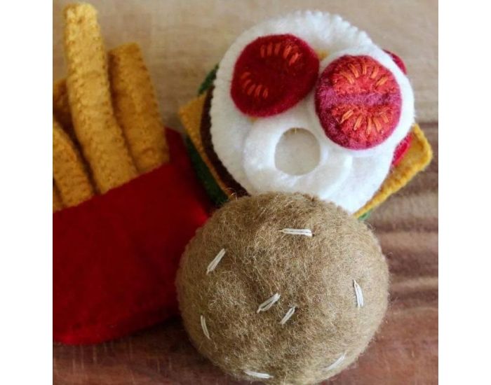 PAPOOSE TOYS Set Repas en Laine Feutr�e - Hamburger Frites - D�s 3 ans (3)