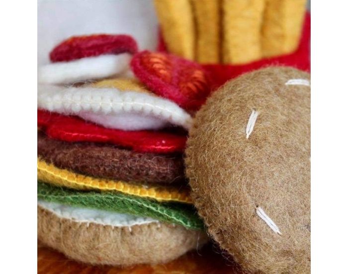 PAPOOSE TOYS Set Repas en Laine Feutr�e - Hamburger Frites - D�s 3 ans (4)