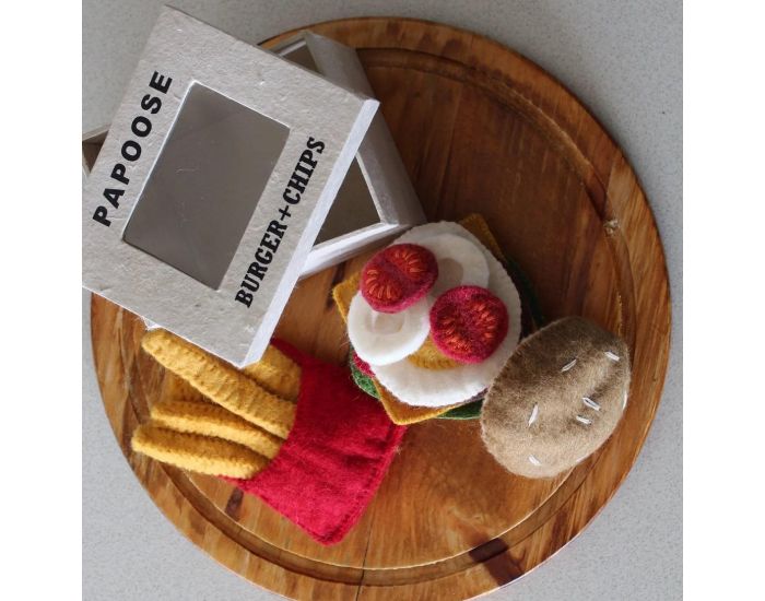 PAPOOSE TOYS Set Repas en Laine Feutr�e - Hamburger Frites - D�s 3 ans (6)