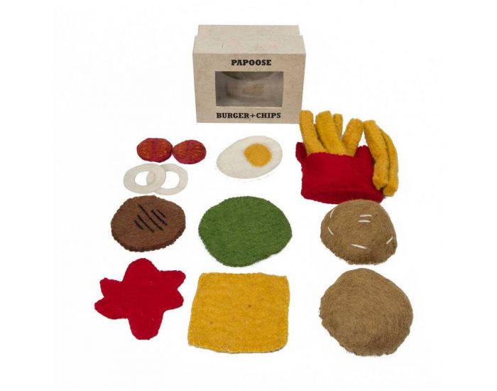 PAPOOSE TOYS Set Repas en Laine Feutr�e - Hamburger Frites - D�s 3 ans (8)