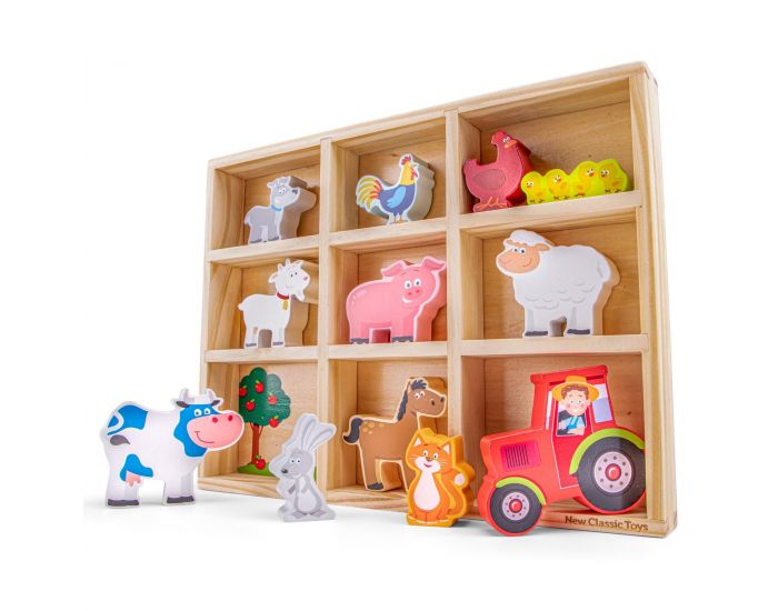NEW CLASSIC TOYS Figurines en Bois Animaux Ferme - Ds 1 an (1)