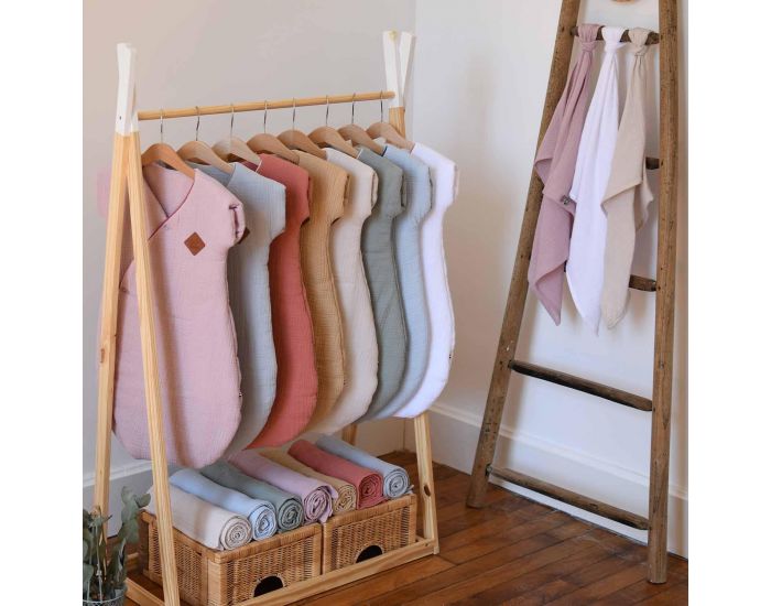 SEVIRA KIDS Gigoteuse Turbulette en Gaze de Coton - Jeanne Blanc � Pois Or (1)