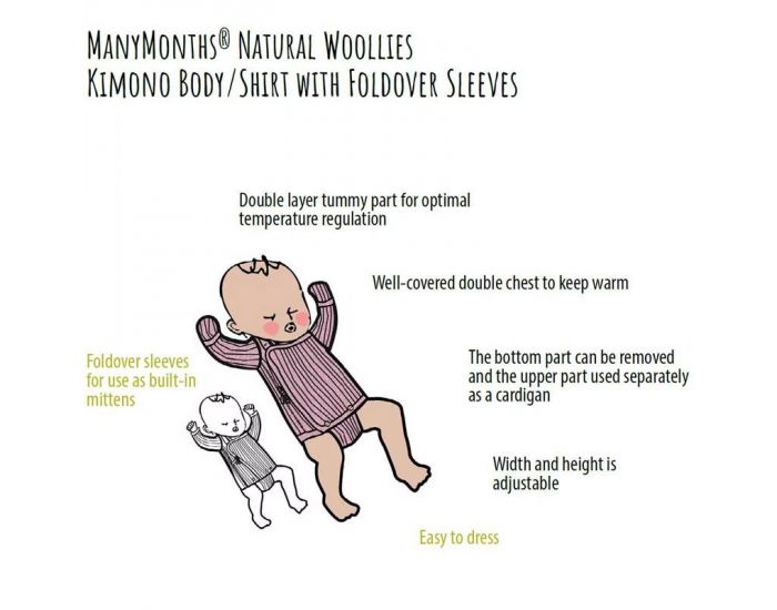 MANYMONTHS Body Kimono �volutif Manches longues en pure laine m�rinos Potter's Clay - MANYMONTHS (2)