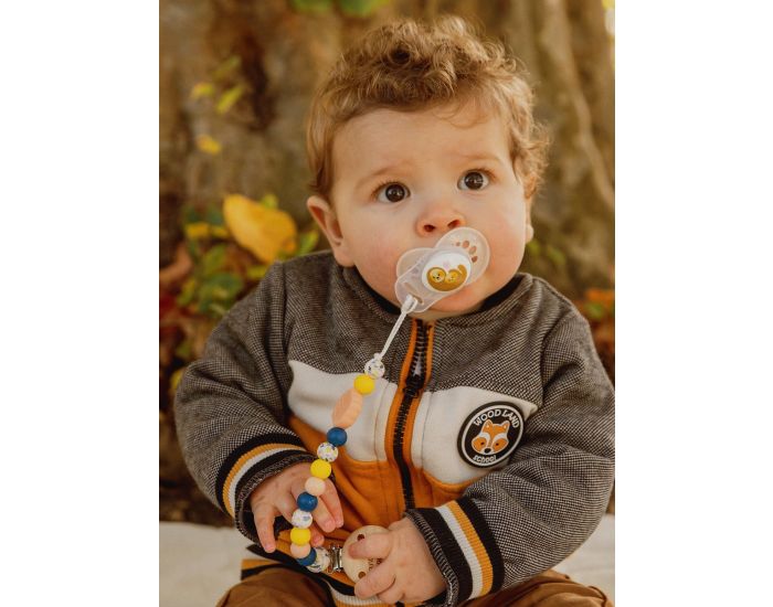 MAWEN MATERNE Attache sucette Silicone et Bois - Feuille P�che (1)