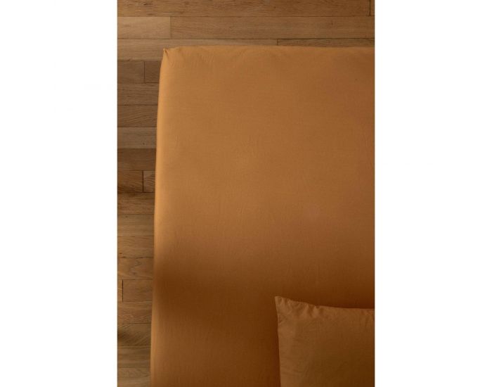 KADOLIS Drap Housse en Percale de Coton Bio Lav� Adulte - Argile 140 x 190 cm (7)