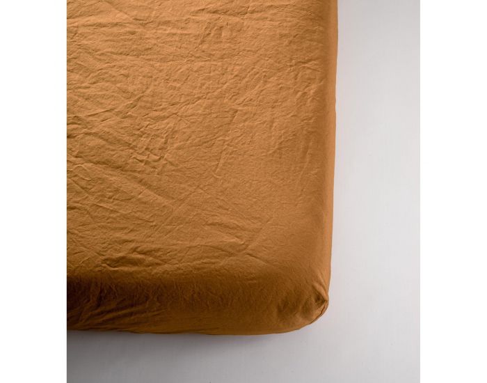 KADOLIS Drap Housse en Percale de Coton Bio Lav� Adulte - Argile 140 x 190 cm (8)