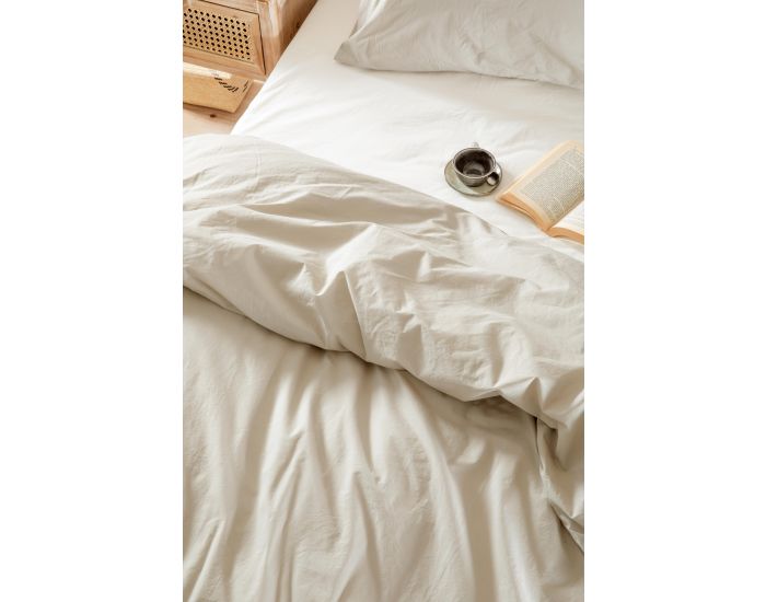 KADOLIS Housse de Couette en Percale de Coton Bio Lav� pour Lit 1 Personne - D�sert (1)