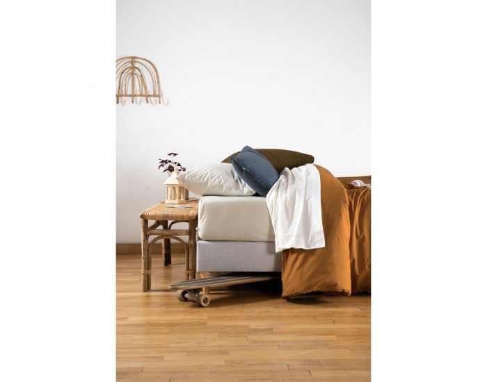 KADOLIS Housse de Couette en Percale de Coton Bio Lav� pour Lit 1 Personne - D�sert (8)