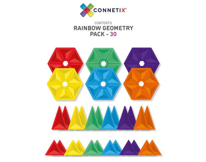 CONNETIX Jeu Magntique Translucide - Geometry Pack - 30 Pices - Ds 3 ans (1)