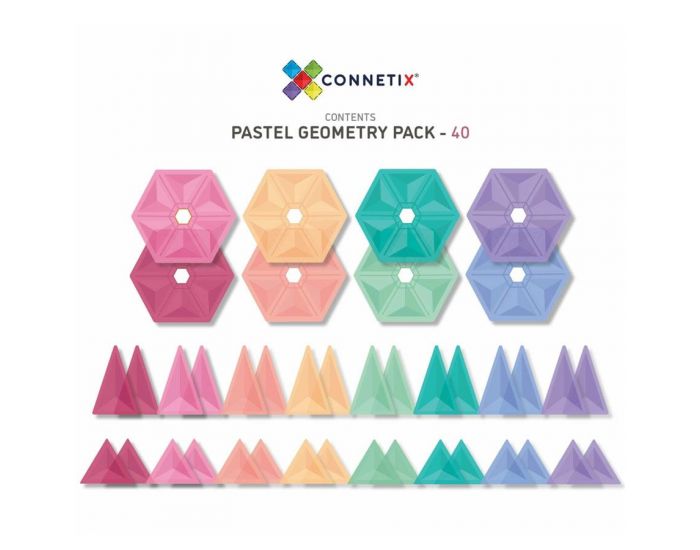CONNETIX Jeu magntique translucide Geometry Pack Pastel - 40 pices - CONNETIX (1)