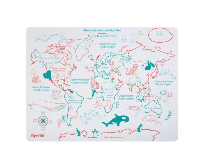 SUPER PETIT Set en silicone � colorier r�versible - Planisph�re - SUPERPETIT (1)