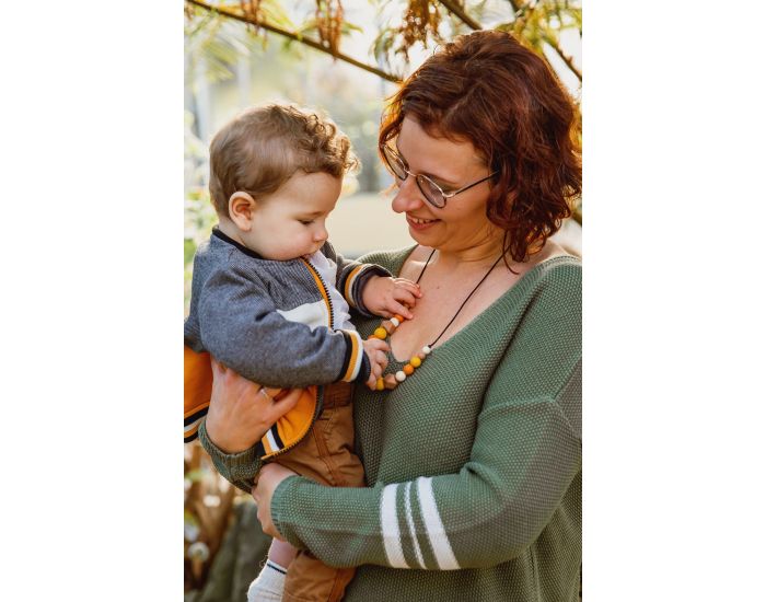 MAWEN MATERNE Collier d'Allaitement ou de Portage, Silicone - Ambre (1)