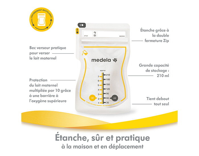 MEDELA Sachets de Conservation pour Lait Maternel 50 x 210ml (1)
