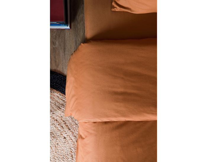 KADOLIS Housse de Couette Adulte en Coton Bio Coloris Uni - Noisette (1)