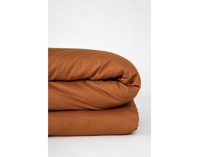 KADOLIS Housse de Couette Adulte en Coton Bio Coloris Uni - Noisette (3)