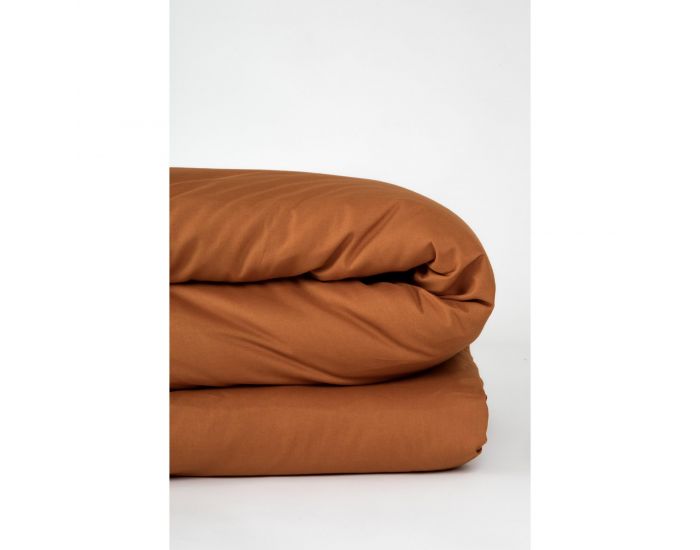 KADOLIS Housse de Couette Adulte en Coton Bio Coloris Uni - Noisette (10)