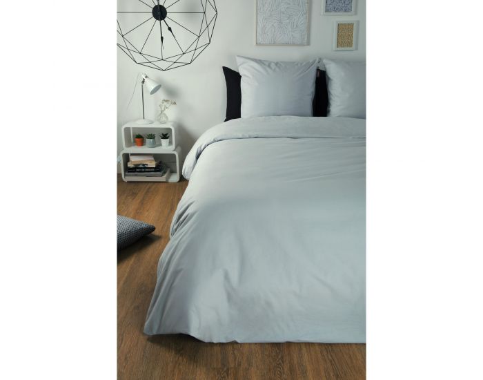 KADOLIS Housse de Couette Adulte en Coton Bio Coloris Uni - Gris Perle 240 x 260 cm (9)