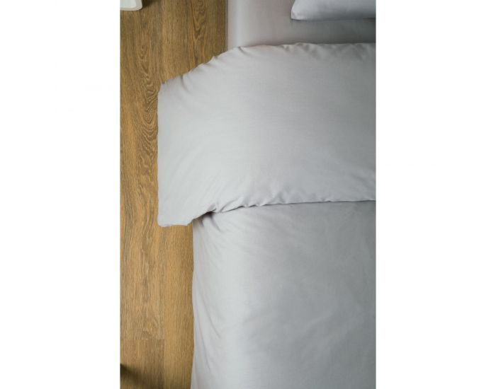 KADOLIS Housse de Couette Adulte en Coton Bio Coloris Uni - Gris (7)