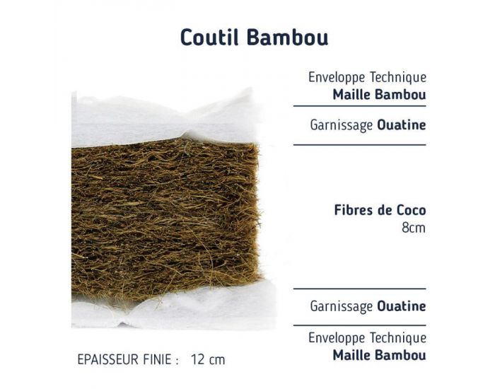 MATELAS NO STRESS Matelas Bb Fibres de Coco et Viscose de Bambou - 10 cm 70x140 (1)