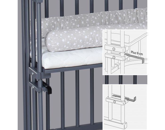 BABYBAY Lit berceau Cododo avec matelas - BabyBay Original Gris (2)