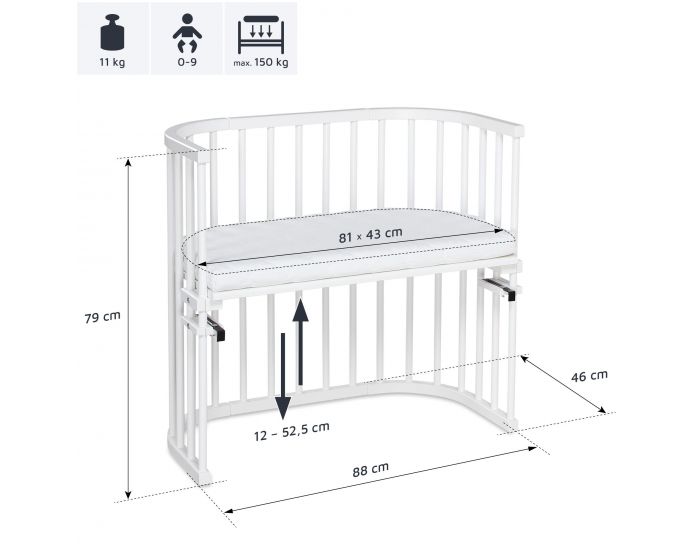 BABYBAY Lit berceau Cododo avec matelas - BabyBay Original Gris (4)