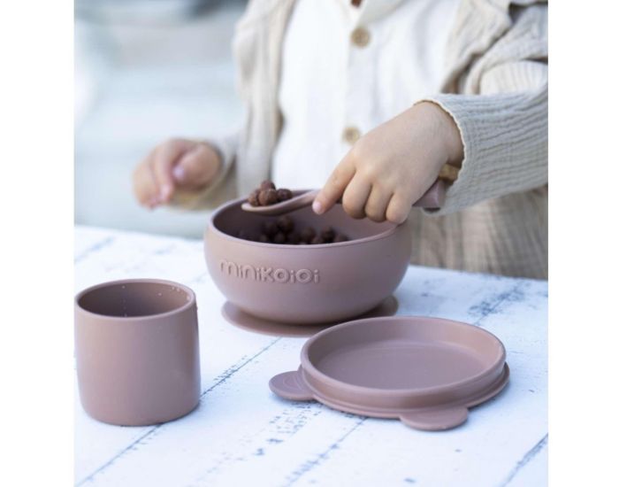 MINIKOIOI Coffret Mes Premiers Repas Bol Cuill�re Gobelet - Amande (1)