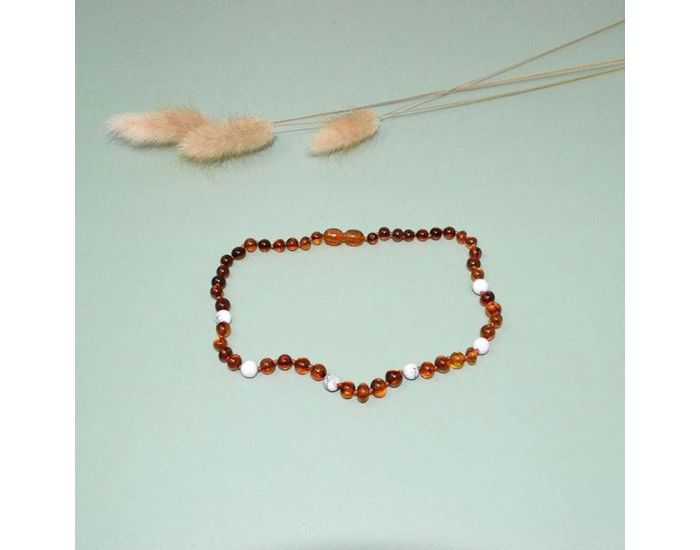 IRREVERSIBLE BIJOUX Collier d'Ambre B�b� - Cognac et Pierre Naturelle - De 3 mois � 3 ans (1)